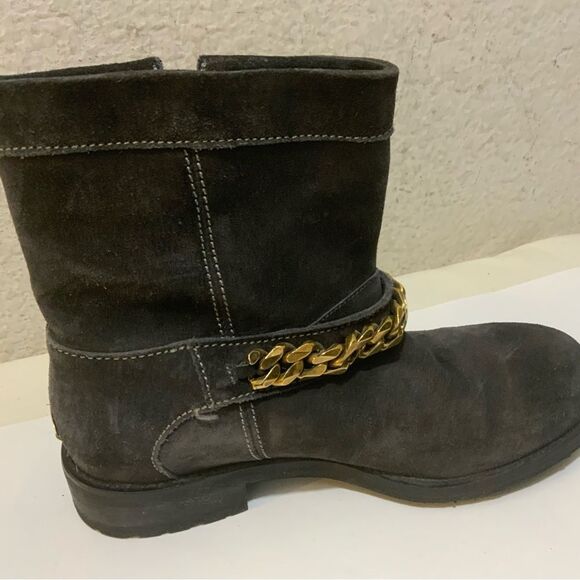 Jimmy Choo 132 Daze Waxed Toe Suede Chain Moto Combat Booties SZ 36/US 6 - Picture 5 of 13